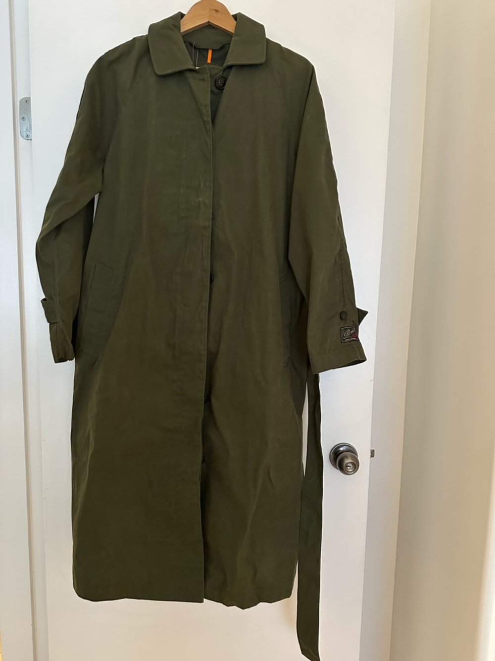BNWT Roots Ellison Oversized/Relaxed Waxed Cotton Trench Coat Green Car Jacket
